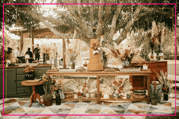 Buffet d'un mariage au th�me boh�me chic