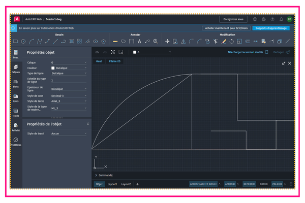 Interface de Autocad pour le web