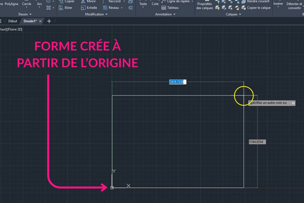 Créer une forme sur AutoCAD