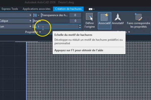 Différentes échelles de hachures autocad