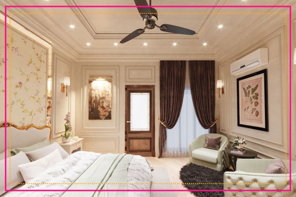 Décoration d'une chambre dans un style haussmannien