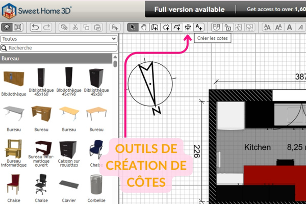 Gestion des cotes sweet home 3d