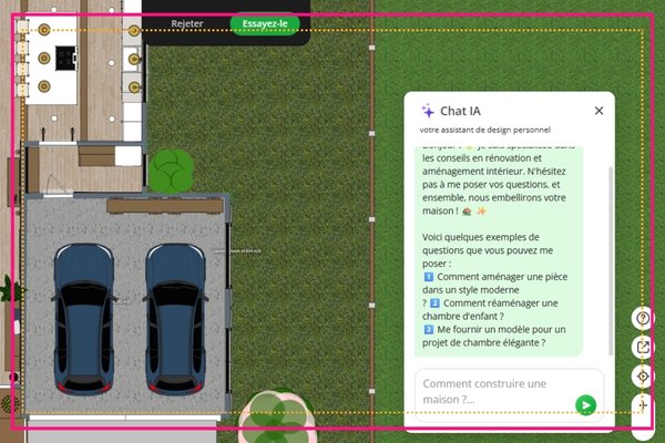 Assitance IA dans le logiciel Planner 5D