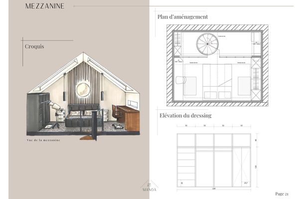 portfolio avec planches d'ambiance et rendus 3D de projets de décoration