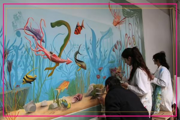 travail sur panoramique peinture decorative ecole blot