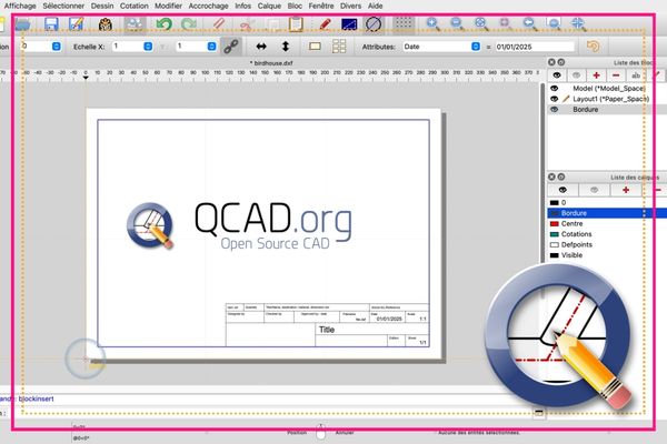 interface du logiciel cao 2d qcad